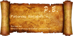 Patonay Balabán névjegykártya